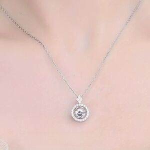 1 carat Moissanite Vibrating Halo Necklace
